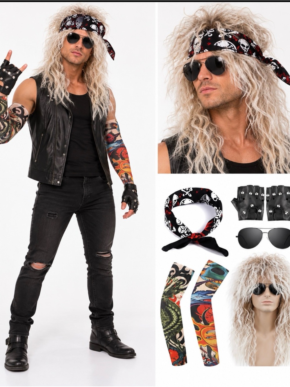 Rocker Halloween costume, 5 piece